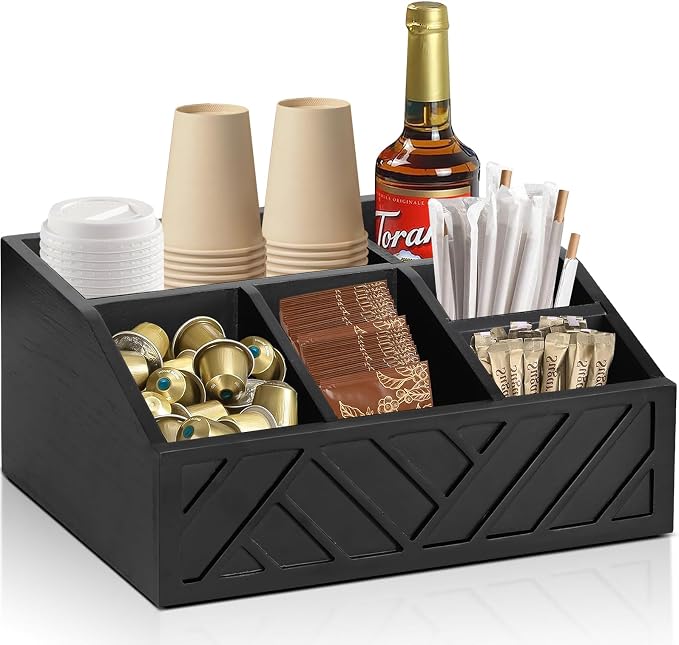Ukonvi Coffee Pod Holder and Bar Accessories, Wood Station Organizer by Ukonvi