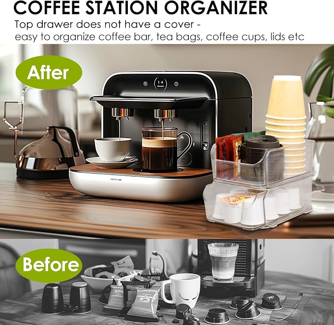 Clear Coffee Pod Holder for Counter, Transparent Coffee Pod Drawer for K Cups - Image 2