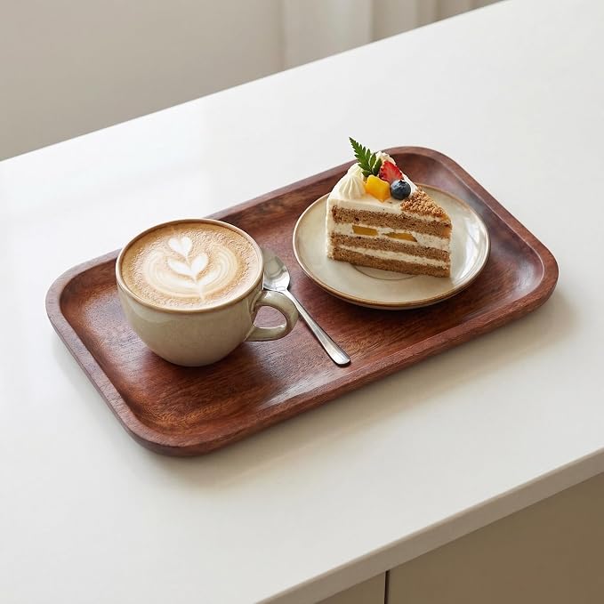 Wooden Serving Tray for Coffee Table Decorative Trays, Rectangular Solid Wood - Image 6