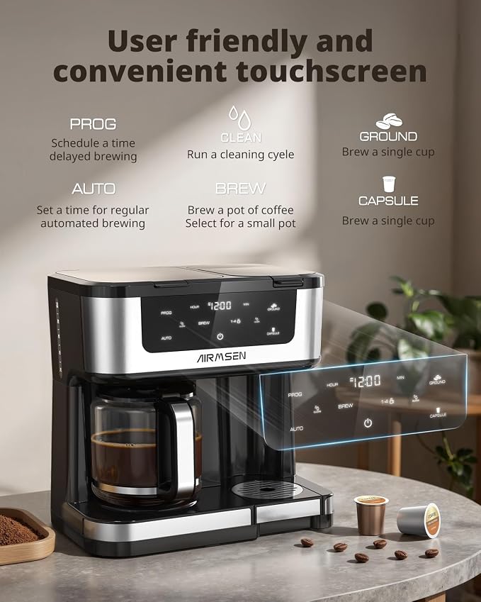 AIRMSEN 12-Cup Programmable Dual Coffee Maker – Single Serve Machine - Image 6