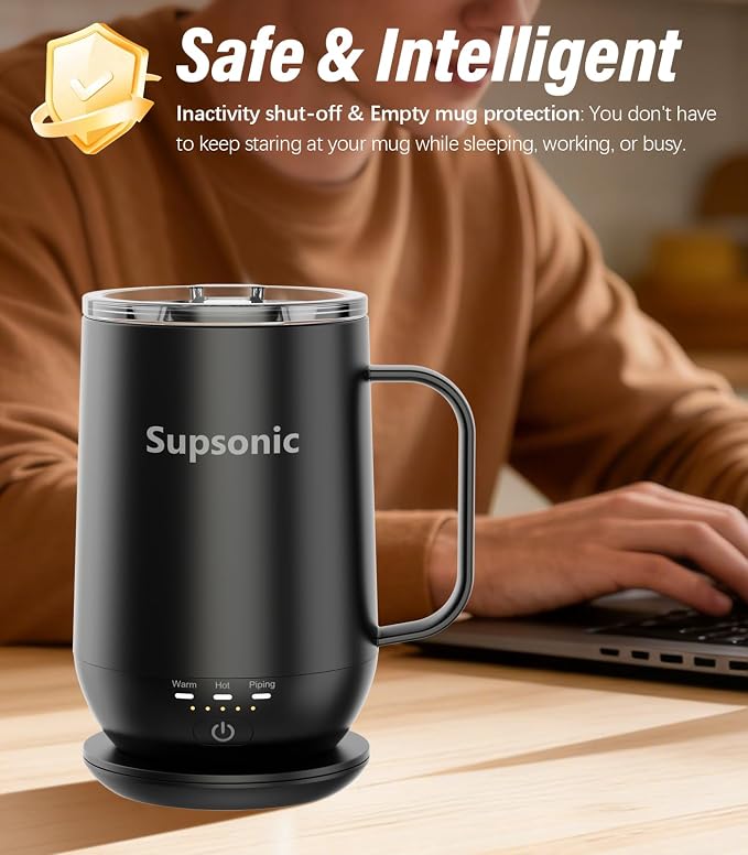 Supsonic - 16oz Self Heating Coffee Mug, Smart Heated Coffee Mug Faster - Image 4