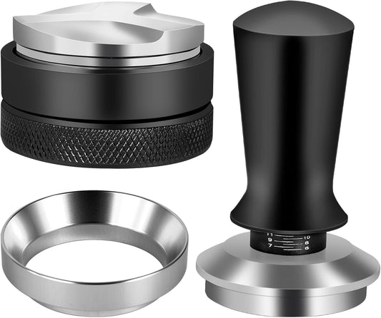51mm Espresso Accessories Kit, Espresso Distribution Tool, Spring Loaded Calibrated Tamper and Dosing Funnel Set, Coffee Distributor Leveler Fits 51 mm Espresso Machines and Portafilters