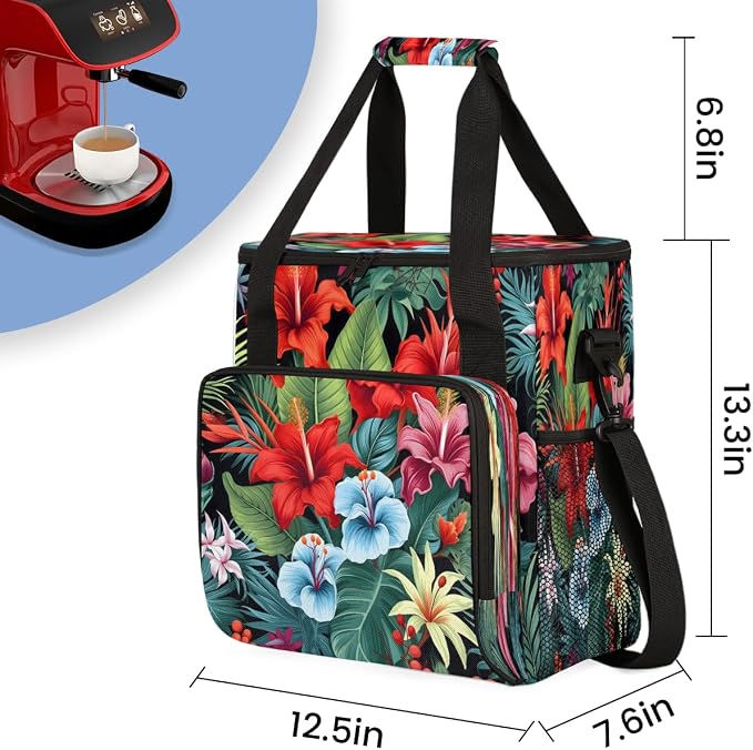 Tropical Palm Leaves Hibiscus Flowers Coffee Machine Bag Compatible - Image 2