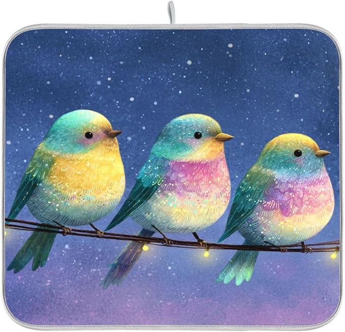 String Lights Sparrow Dish Drying Mat by Unknown