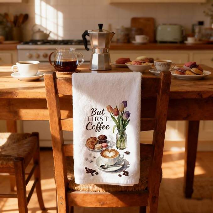 CUTHOLLOW Coffee Decorative Kitchen Towels Set of 4, 15.74"x23.62" Soft & - Image 7