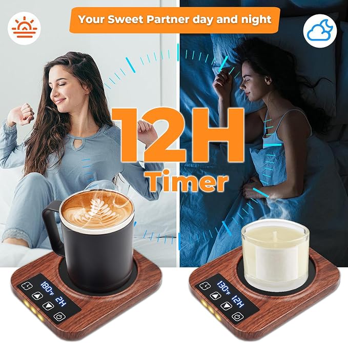 Coffee Mug Warmer, 9 Temp, 1-12H Timer Smart Electric, Auto Shut Off | Candle - Image 3