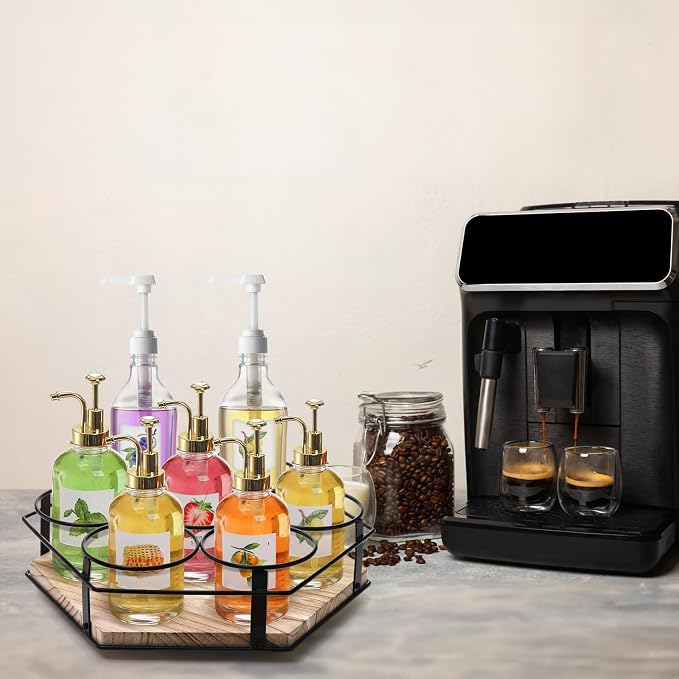 Cididu Rotating Coffee Syrup Organizer 7 Bottles, Coffee Syrup Rack Stand - Image 8