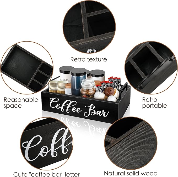 MINCORD Coffee Station Organizer Wooden Coffee Bar Holder Accessories - Image 5