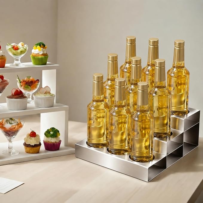 Novabright 3 Tier Coffee Syrup Rack Organizer, Stainless Steel Syrup Bottle - Image 3