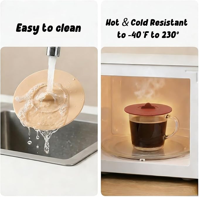 6PCS Silicone Cup Lids Mug Cover, Colorful Food Grade Anti-dust Airtight Seal - Image 5