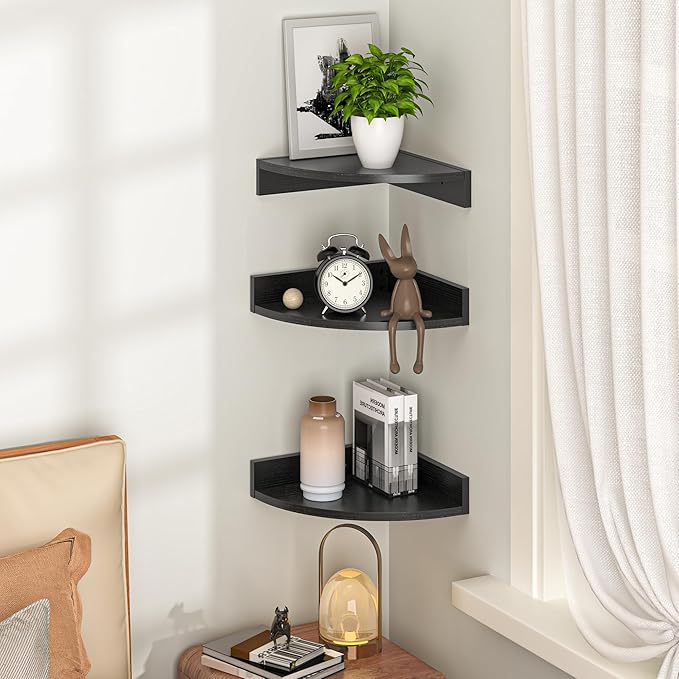 Fun Memories Corner Shelf Wall Mount, Wood Floating Corner Shelves, Corner Wall - Image 2