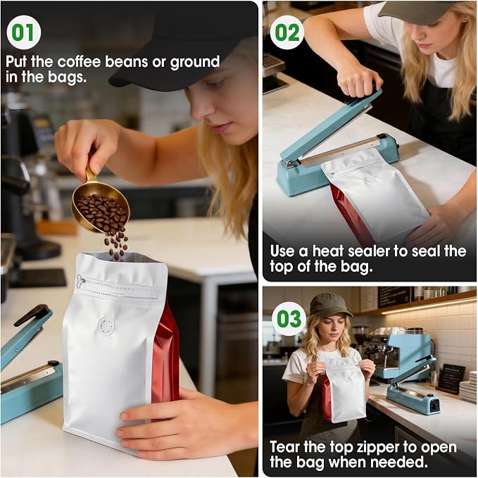 Coffee Bags with Valve Vented Coffee Beans Packaging Bags High Barrier - Image 4