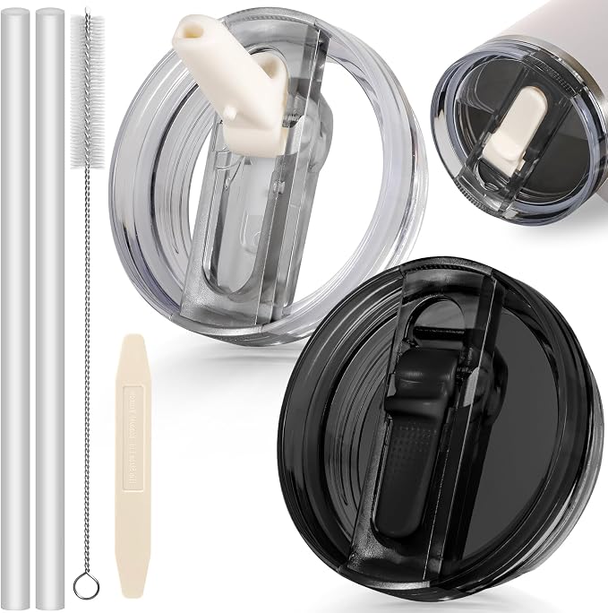40oz Flip Straw Leak Proof Lid for Stanley Cup Accessories, 2 Pack No Spill Lid by ANTAND
