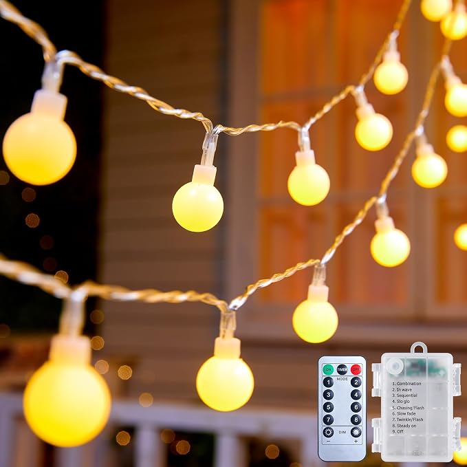 Minetom Battery Operated String Lights, 21FT 60 LED Globe Fairy Lights by Minetom