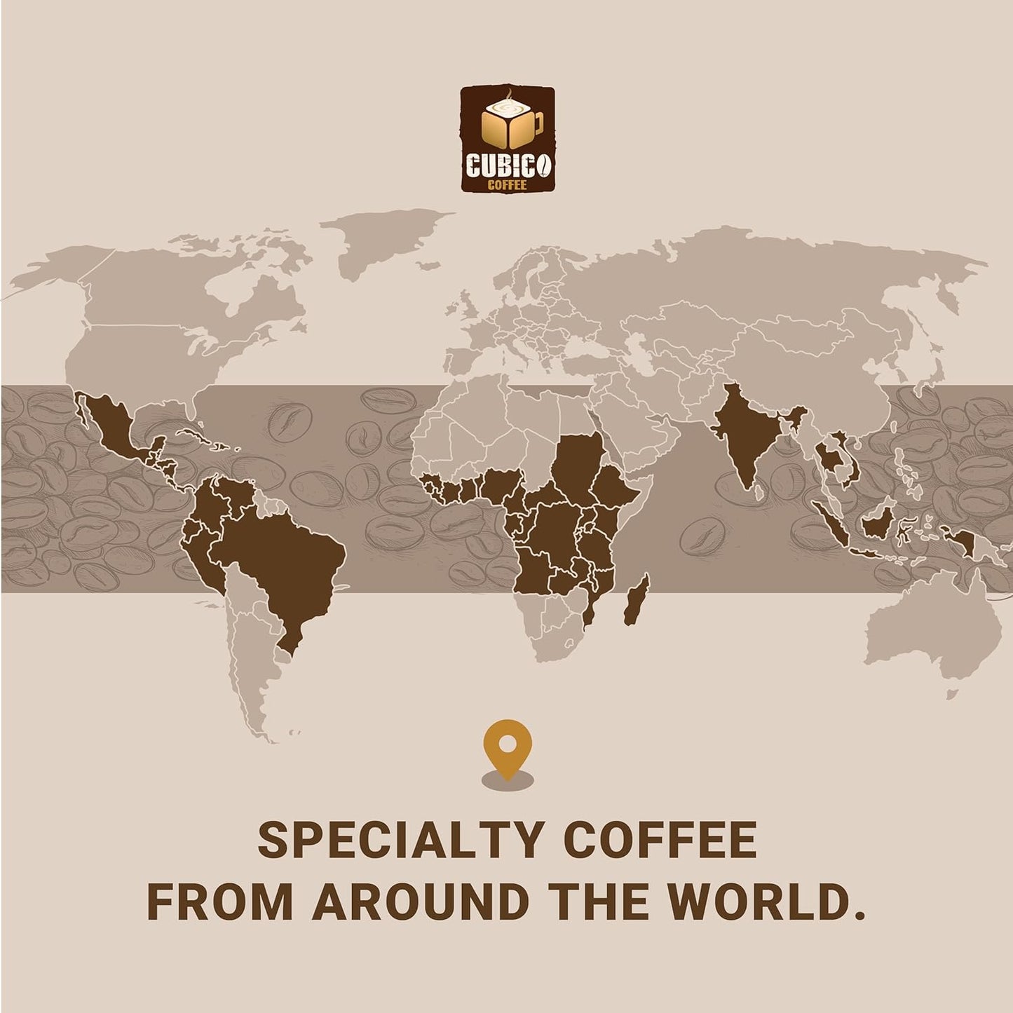 Cubico Coffee Brazil Natural Medium Roast Coffee Pods, 10 Count, K-Cup Compatible, Single Serve Coffee Capsules
