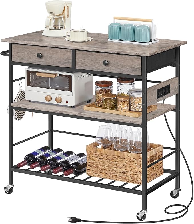 HOOBRO Kitchen Island with Storage, Rolling Island Cart - Image 9