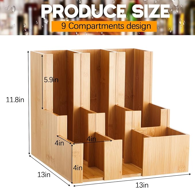 CroBlissful Bamboo Vertical Coffee Cup and Lid Dispenser, Coffee Condiment - Image 2
