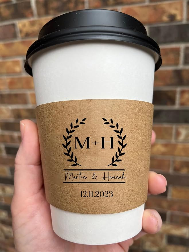 Personalized Kraft Disposable Coffee Cup Sleeve, Custom Paper Sleeve, Cardboard - Image 2