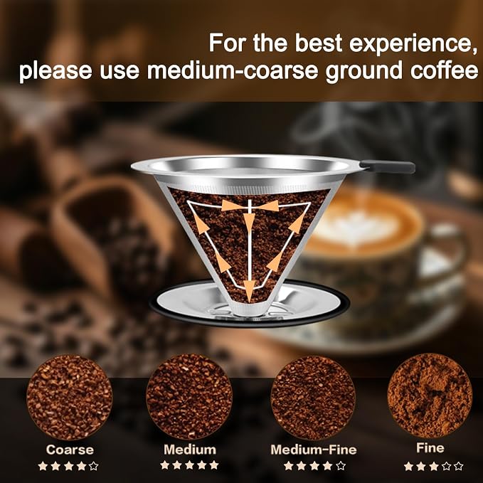 Pour Over Coffee Dripper, Stainless Steel Coffee Filter, Paperless Reusable - Image 8