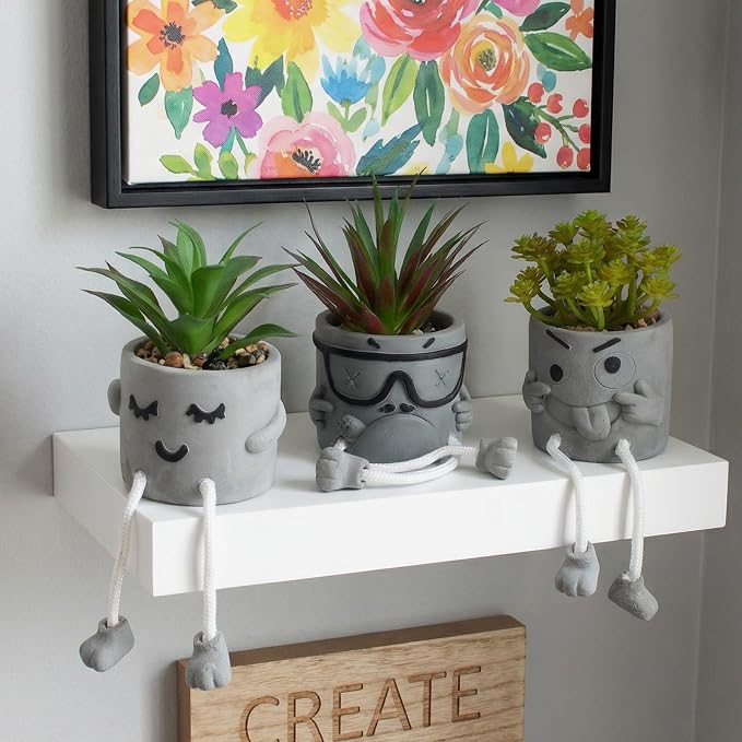 Set of 3 Artificial Succulents Potted Plants Faux Succulents Desk Decoration - Image 6
