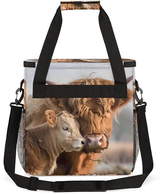 Farmhouse Highland Cow Coffee Maker Carring Bag, Large Insulated Storage - Image 5