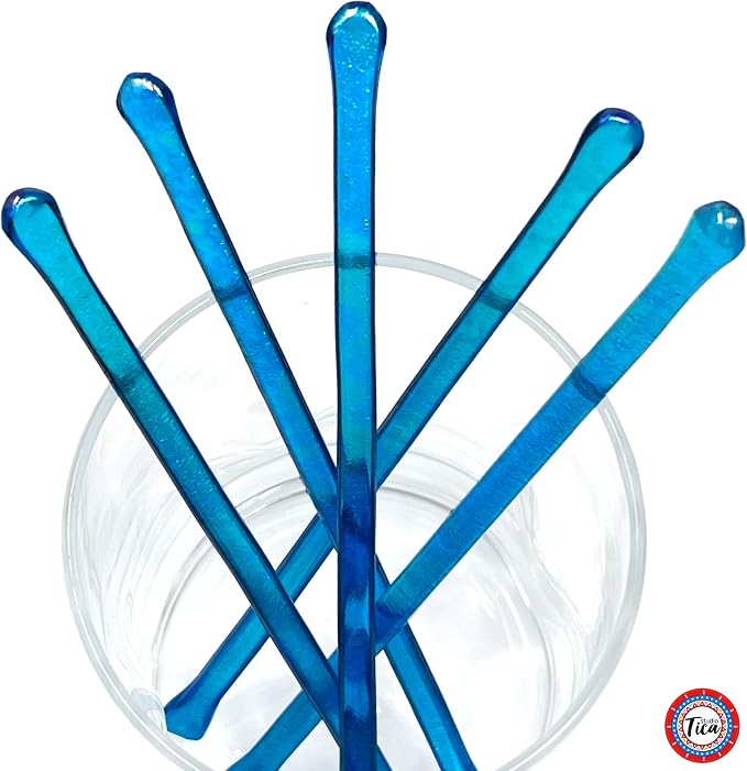 studioTica Handmade Glass Swizzle Sticks: Capri Fire, Cocktail + Hiball Stirrer - Image 3