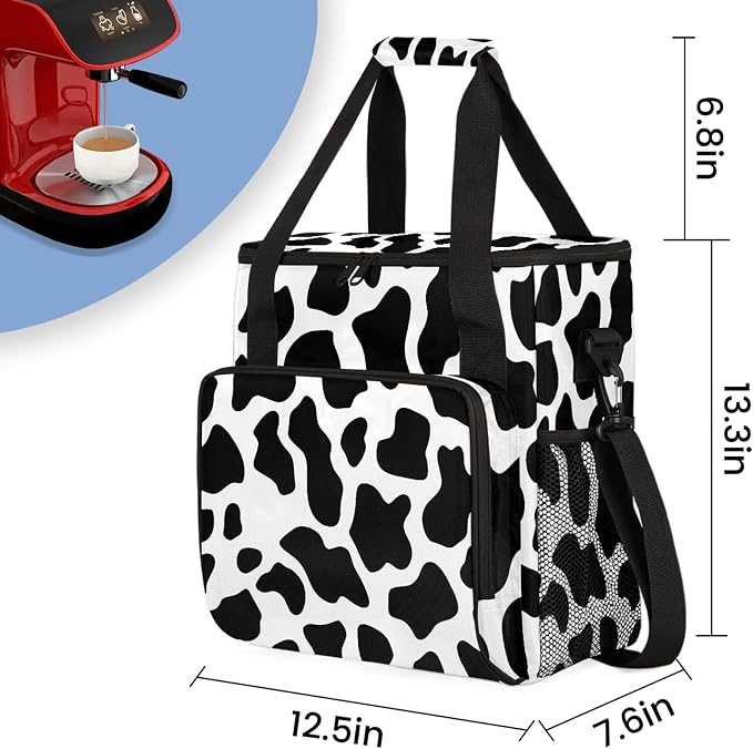Cow Print Western Coffee Maker Carring Bag, Large Insulated Storage Organizer - Image 2