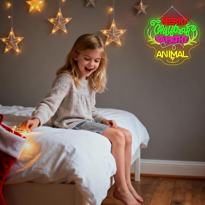 Merry Christmas Ya Filthy Animal Neon Sign Reindeer Christmas Deer Grinch Light - Image 4