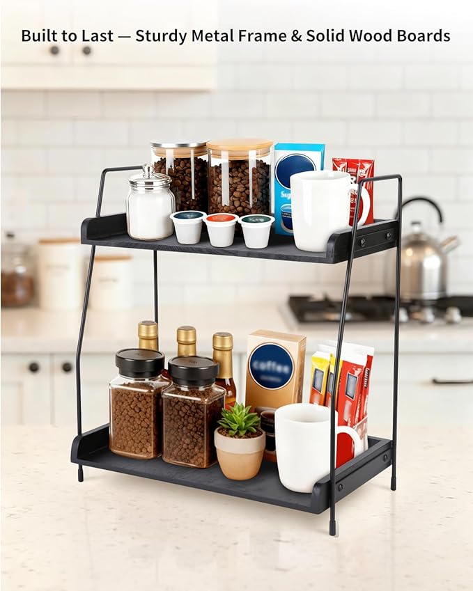Coffee Bar Organizer for Countertop, 2-Tier Coffee Station Organizer - Image 3