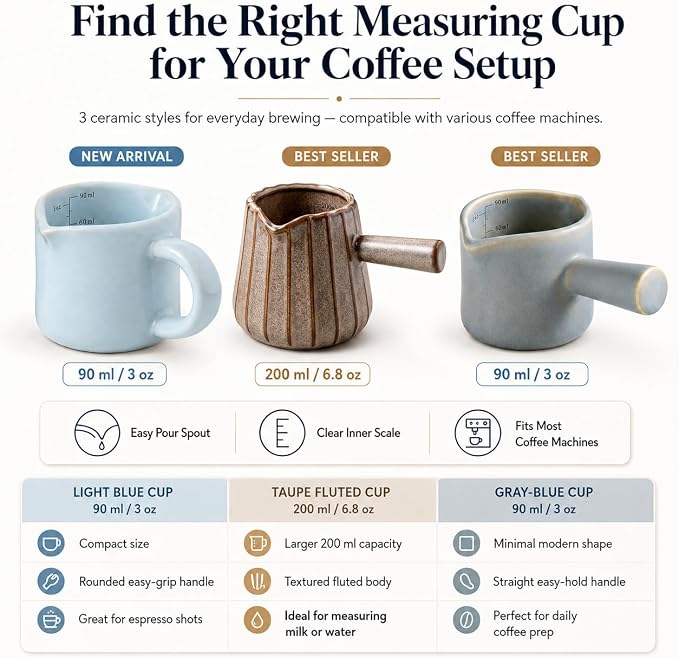 Espresso Cup 3 Oz, Ceramic Espresso Measuring Cup Expresso Shot Cup - Image 2