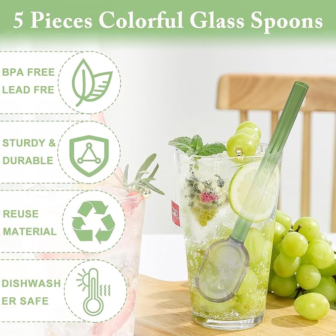5 Pieces Coffee Spoons, Glass Coffee Stirring Spoon, Espresso Stirring Spoon - Image 2