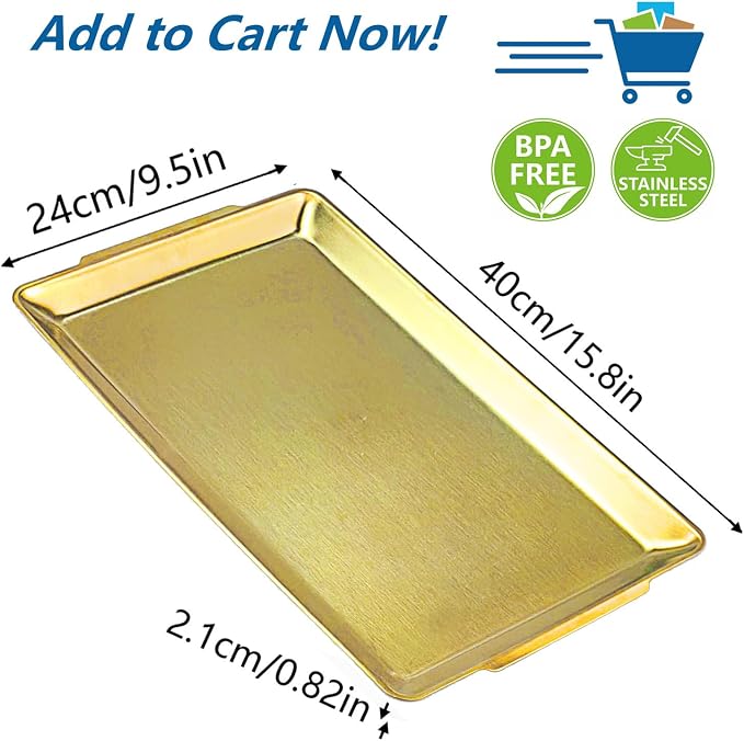 15.8" x 9.5" Large Serving Platters, Stainless Steel Heavy-Duty Large Serving - Image 3