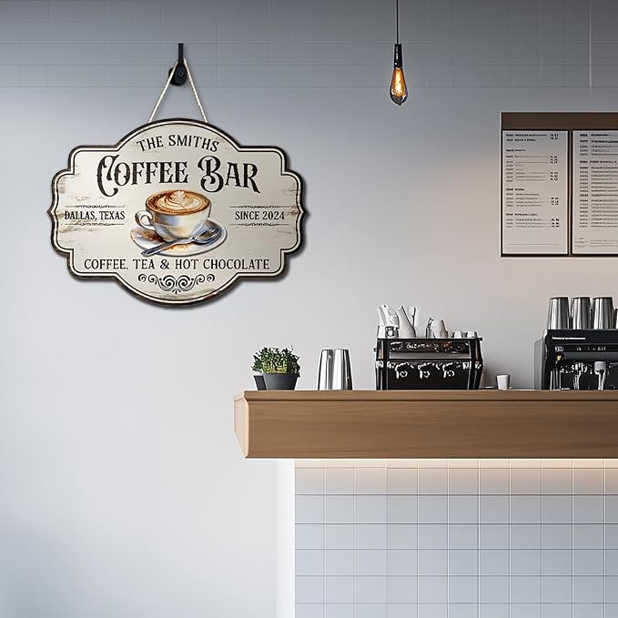 THUYPT Personalized Coffee Sign, Coffee Wooden Sign Plaque Wall Hanging Coffee - Image 6