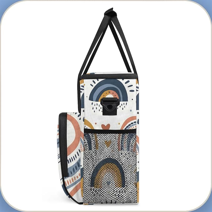 Boho Abstract Rainbow Coffee Maker Carring Bag, Large Insulated Storage - Image 4
