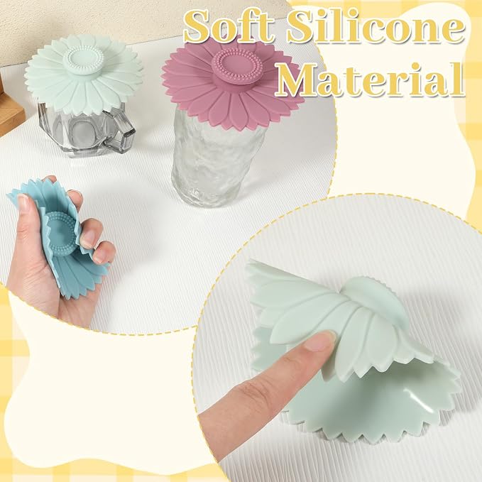 Qianyu 3 Pcs Sunflower Silicone Cup Covers Flexible Mug Cover Multicolored - Image 3