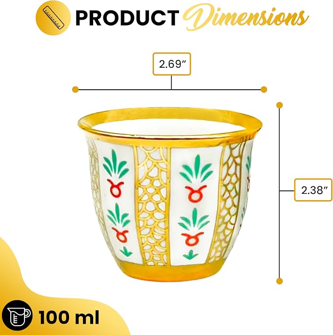 Generic Premium Porcelain Arabic Coffee Cup Set 100ml - Image 2
