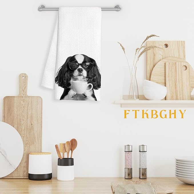 Funny Cavalier King Charles Spaniel Decor Coffee Kitchen Towels Gift, Dog Gifts - Image 3