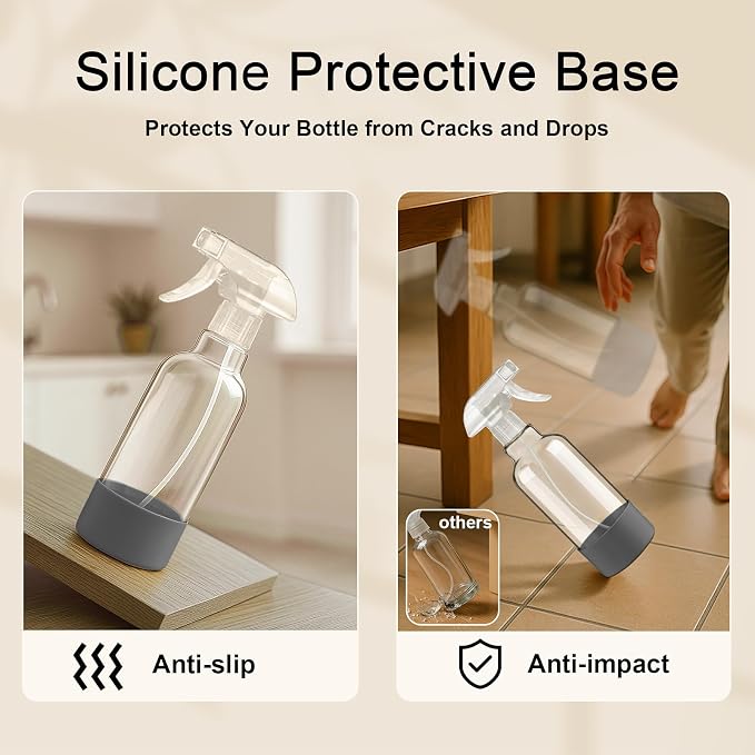 Glass Spray Bottles with Silicone Sleeve 16.9oz 2 Pack Empty Spray Bottle - Image 3