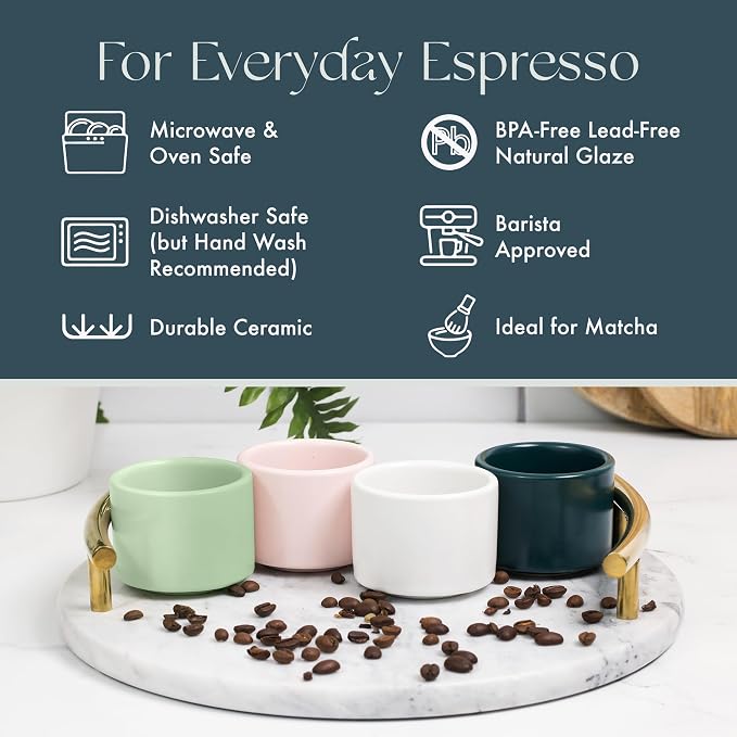 Folk Ceramics Leonard Ceramic Espresso Cups | Modern Stackable Demitasse Mugs - Image 5
