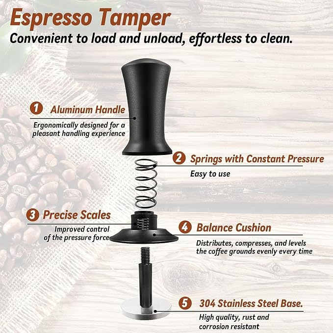 Espresso Accessories Kit 5-PCS Including 51mm Wooden Portafilter Station - Image 6