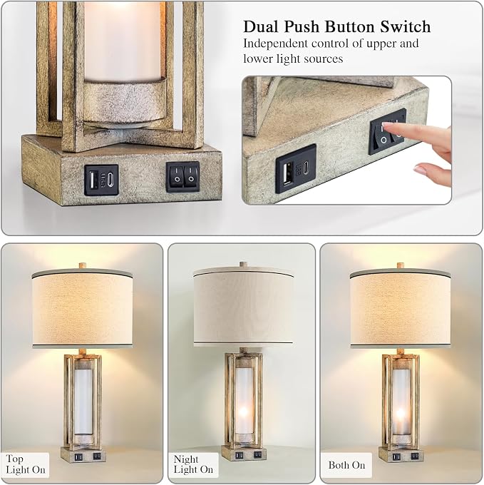 25" Set of 2 Farmhouse Table Lamps - Image 2