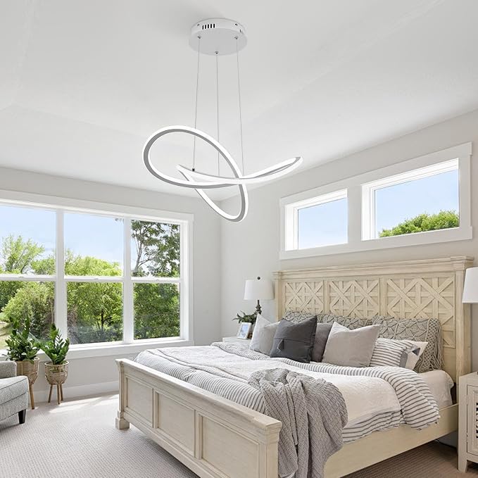 Modern LED Pendant Light Fixture Irregular Ring LED Chandelier Dimmable - Image 7