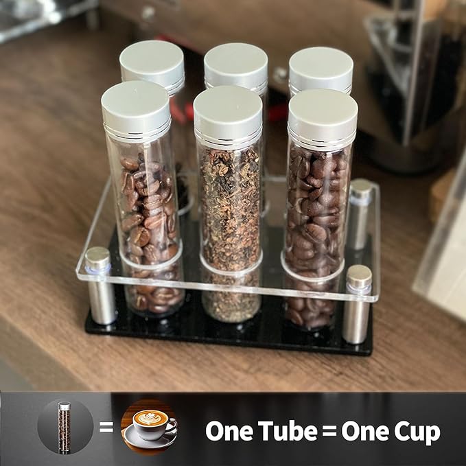 6PCS Coffee Beans Storage Tubes, Coffee Bean Cellar Dosing Glass Vials - Image 4