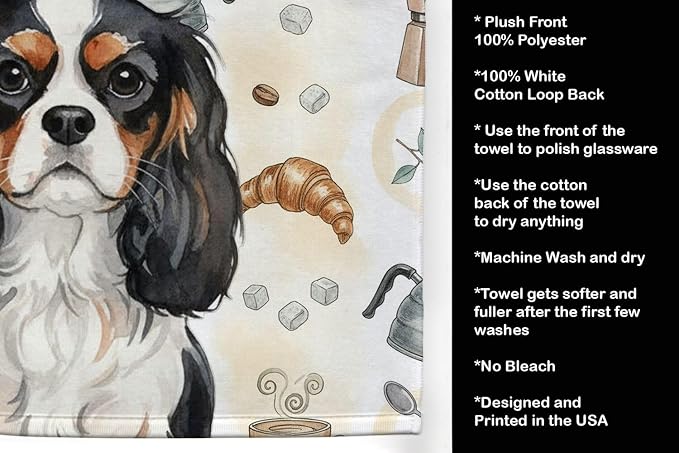 Caroline's Treasures Tricolor Cavalier Spaniel Coffee Bar Kitchen Towel Velour - Image 4