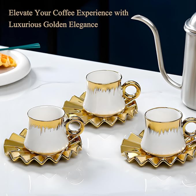 AstraLoom Turkish Coffee Cup Set, 6 Pack 3oz Small Ceramic Demitasse Cups - Image 6