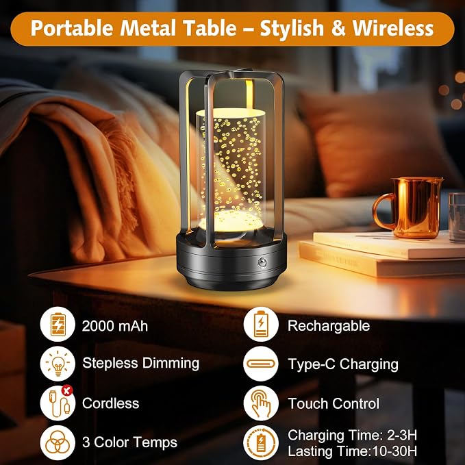 Portable Table Lamp for Outdoor Indoor: Cordless Rechargeable Desk Lamp - Image 4