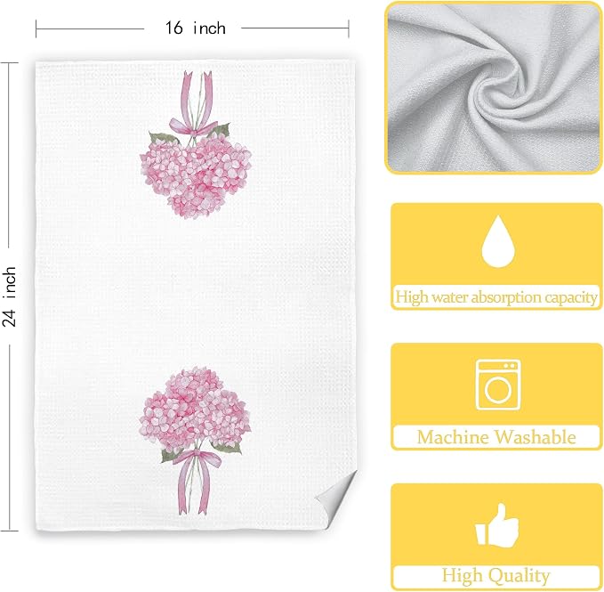 Coquette Pink Hydrangea Floral Hand Towels - Image 7