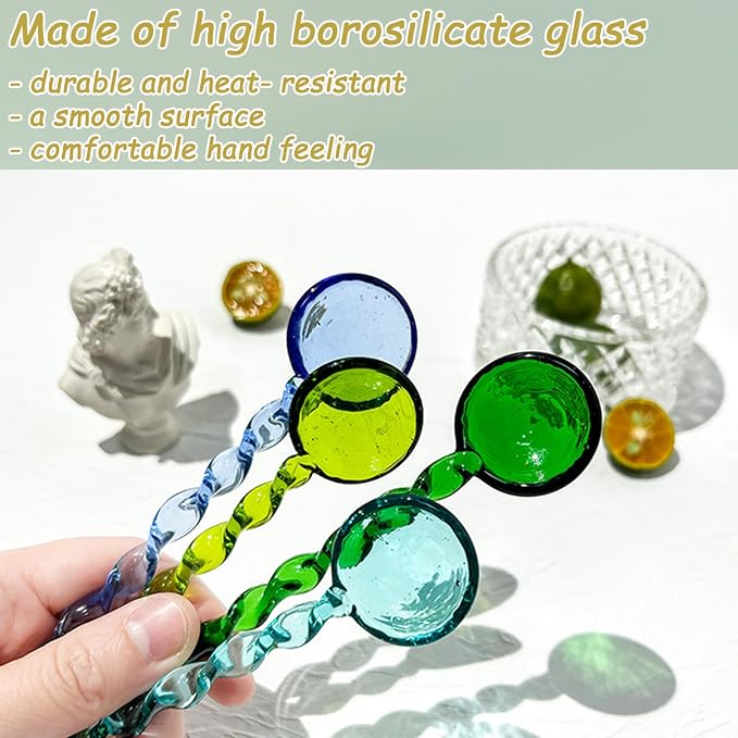 Glass Spoons, Heat Resistant Transparent Crystal Teaspoons 6.5 Inches Mini - Image 3