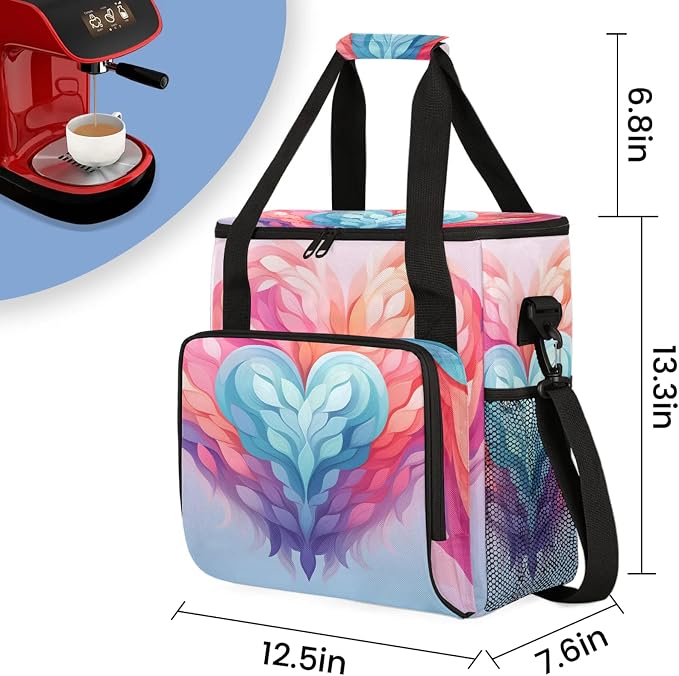 Heart Colorful Coffee Maker Carring Bag, Large Insulated Storage Organizer Case - Image 2