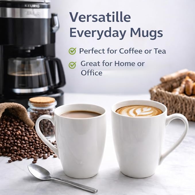 GBhome 12 OZ Off White Coffee Mugs, Ceramic Coffee Mugs Set - Image 4
